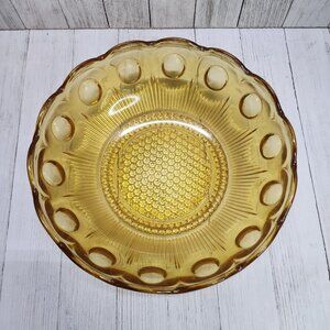 Vintage Bartlett Collins Manhattan Amber Serving Bowl Pressed Glass Bullseye